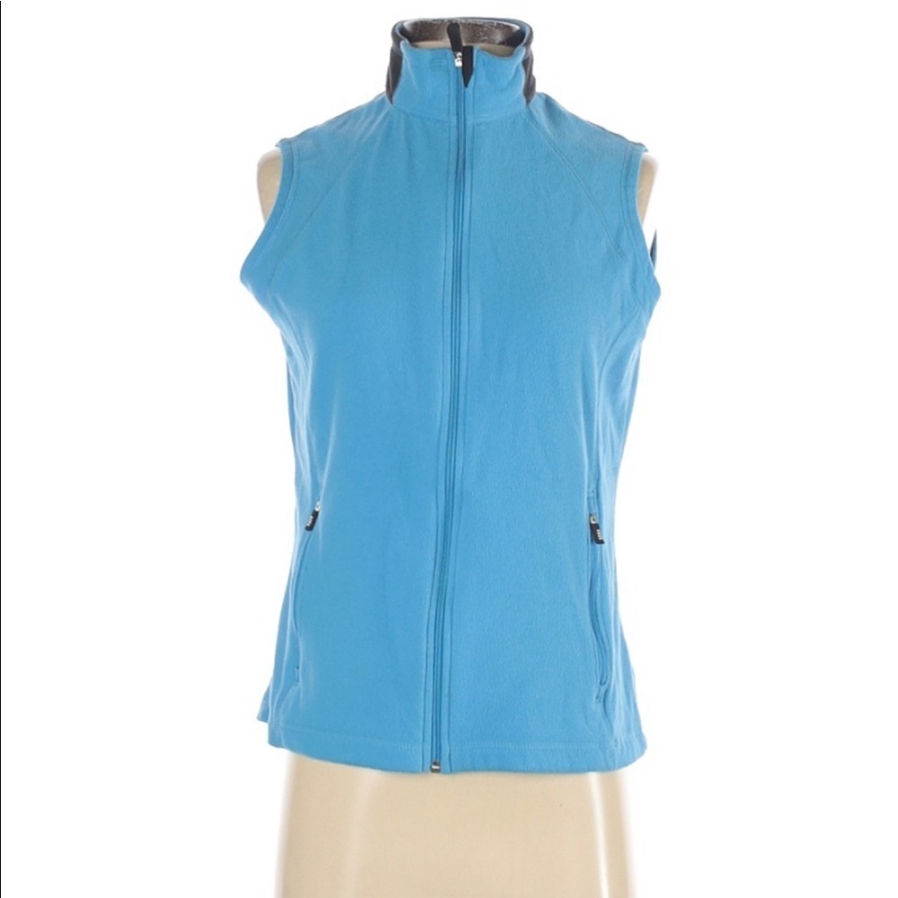 Lands End Baby Blue Zip Up Vest Jacket Small